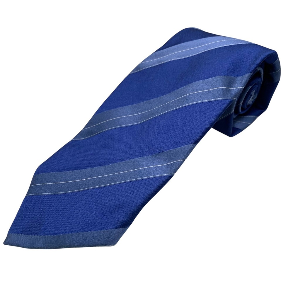 Charles Tyrwhitt Necktie‎ Men OS Blue Striped Silk Cotton Made in Italy Classic